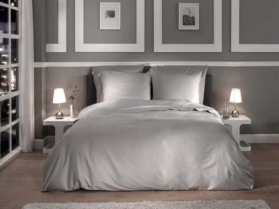 Heckettlane Dekbedovertrek Punto - Bedlinnen met Stippen - 260x200-220 cm - Lits-Jumeaux XL - Grijs - Dekbedovertrek van 100% Katoen-Satijn