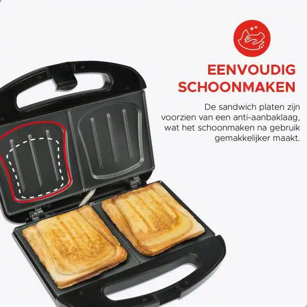 Bourgini Sandwich Maker XXL - Tosti Apparaat - Zwart