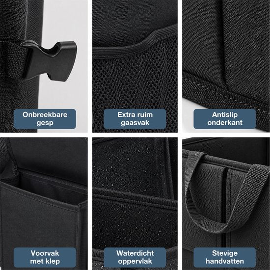 Kofferbak organizer - Compact & Ruim - Auto Accessoires - Autostoel Opbergbox - Voor Achterbank - Zwart - Luft