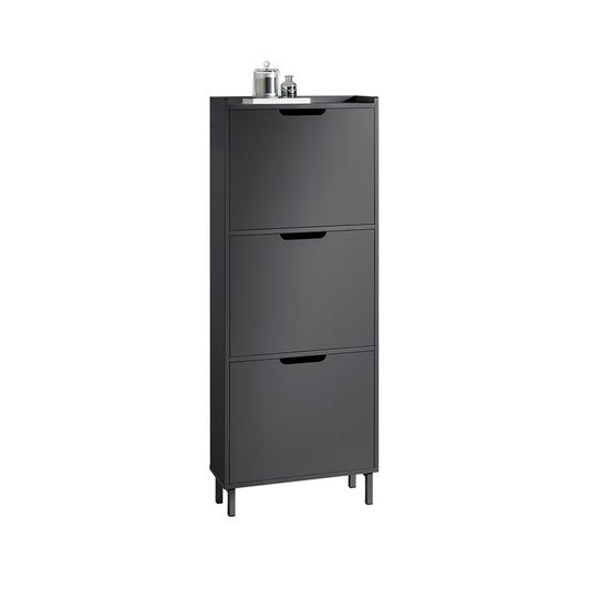 SoBuy Schoenenkast met 3 Kleppen - 50 x 19 x 129 cm - Antraciet