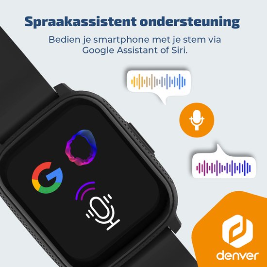 Denver Smartwatch - Android iOS - Notificaties - Sporthorloge - Hartslagmeter - Saturatiemeter - Slaapmonitor - SWC184B - Zwart