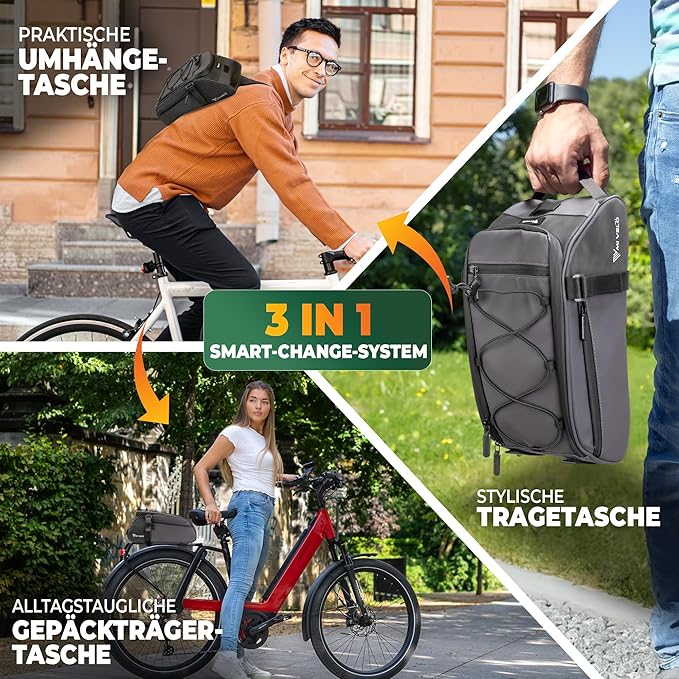 MIVELO - Fietstas – 3-in-1 Rugzak & Schoudertas – Waterdicht & Reflecterend – 9 liter – Donkergrijs