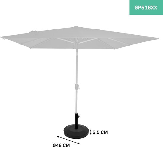 VONROC Parasolvoet Rond – 25kg – Beton en gepoedercoat staal - Geschikt voor stokdiameter 35/38/48mm - Voor VONROC parasol Rosolina, Recanati, Rapallo & Torbole