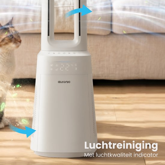 Auronic Torenventilator - Bladeless Model 2 in 1 - Luchtreiniger met HEPA-filter - Ventilator - 10 Standen - Afstandsbediening - 105 cm - Wit