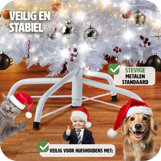 Tectake - witte Kunstkerstboom - 180 cm - incl. standaard - Kerstboom - Dennenboom - 533 punten - 402821