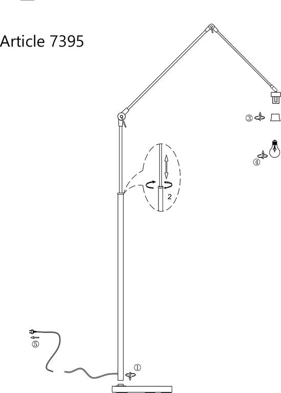 Prestige Chic Vloerlamp – Verstelbaar & Uitschuifbaar tot 250 cm – Draaibaar & Kantelbaar – E27 Fitting – Mat Zwart – Moderne Vloerlamp voor Woonkamer & Kantoor