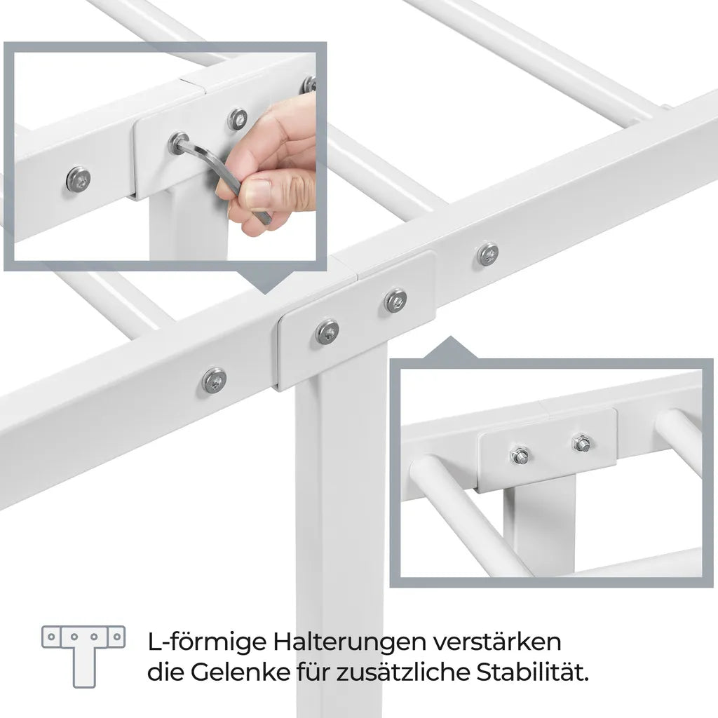 Yaheetech Metalen Bedframe Wit – 90 x 200 cm – Wolkenpatroon Hoofdbord – 207,5 x 96,5 x 88,5 cm