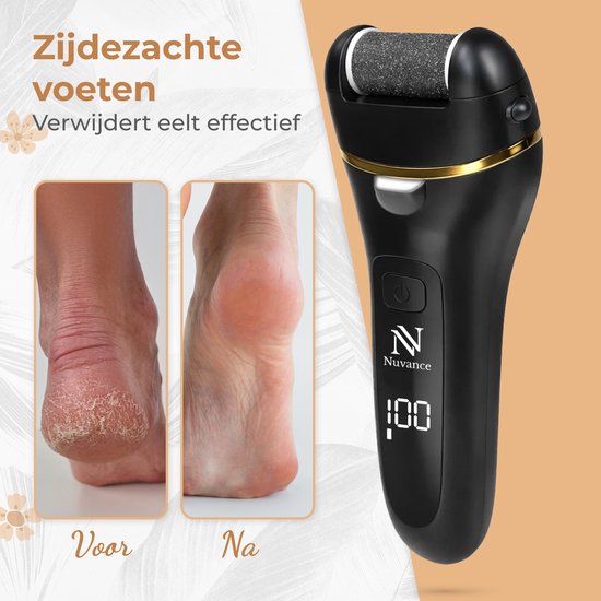 Nuvance Eeltverwijderaars - Pedicureset Electrisch - 18 Delig - Elektrische Eeltverwijderaar - Voetvijl - Professioneel - Zwart