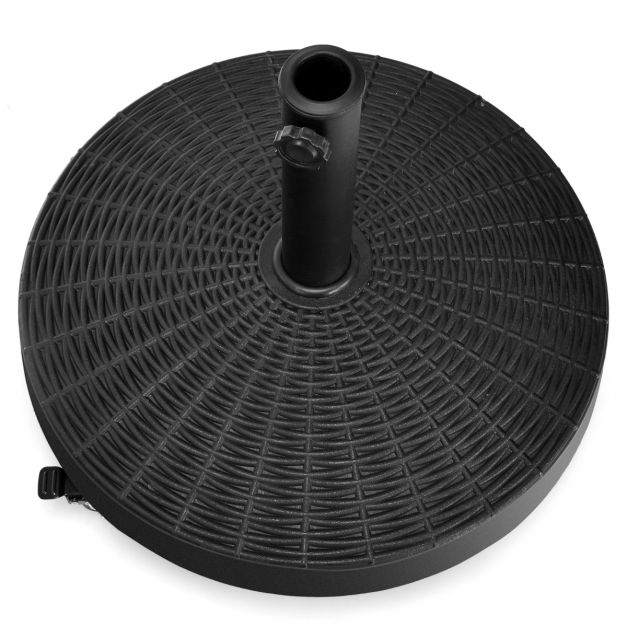 Coast Zwarte Parasolstandaard met Wieltjes – 23 kg, Ø52 cm, Hoogte 43,5 cm – Geschikt voor 38/48 mm Parasolstangen