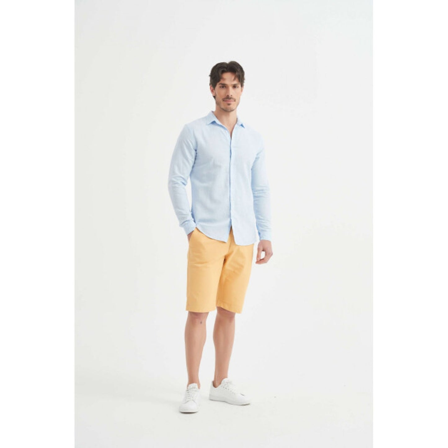 William de Faye Linnen shirt Blauw - Maat M