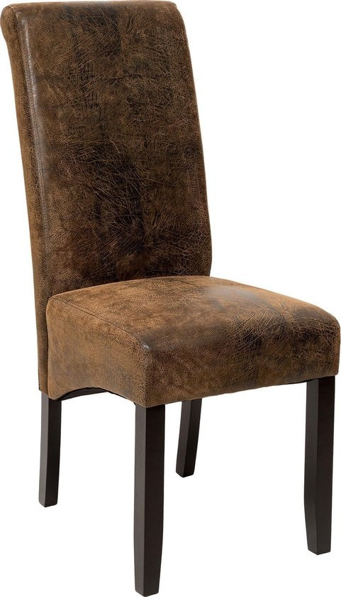tectake® - Eetkamerstoelen - 2 stuks - suede lederlook bruin - 401596