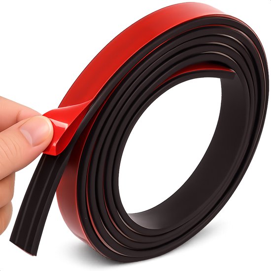 Magnetische Zelfklevend - 5 meter rol - 2cm breed - 2mm dik - EXTRA sterk - Gereedschap - Messen - Magneten - Magneetband - Magnetische - Whiteboard - Tape zwart - 3m - Plakstrips - Magneettape