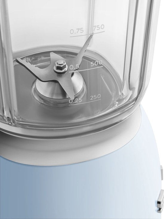 SMEG BLF03PBEU Blender - Smoothie Blender - 800W - 1,5L Tritan™ Kan - 4 Snelheden - Ice Crush & Smoothie Functie - '50s Style - Pastelblauw