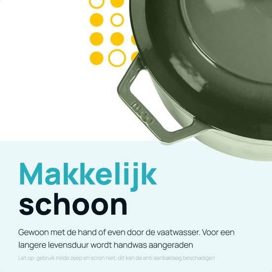 MOA Gietijzeren Braadpan - 5,7L - Voor Alle Warmtebronnen incl. Inductie - Met Deksel - Ø 26cm - Anti-Aanbaklaag - Groen