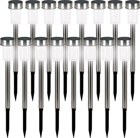 Tuinverlichting – Led lamp – 16 stuks – IP44 – Waterdicht – Wit – RVS