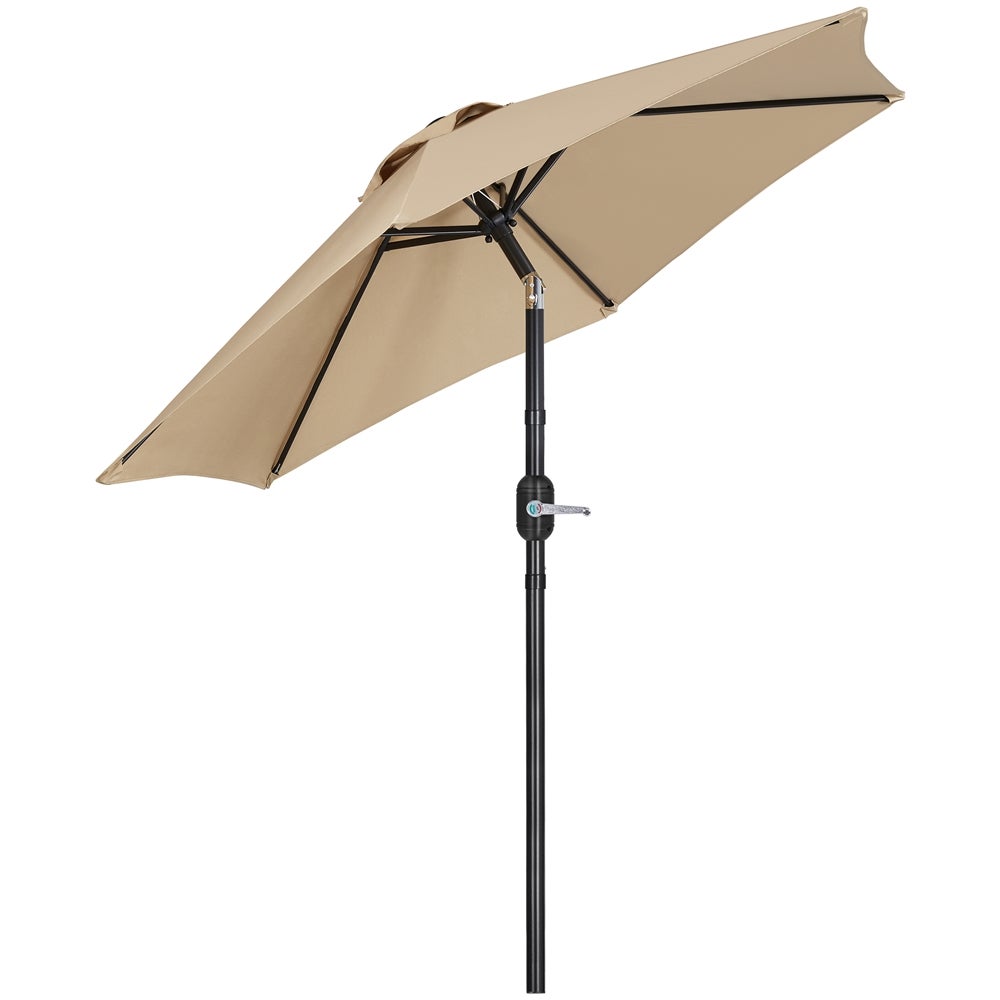 Yaheetech kantelbare parasol met zwengel - Ø 226 cm - lichtbruin