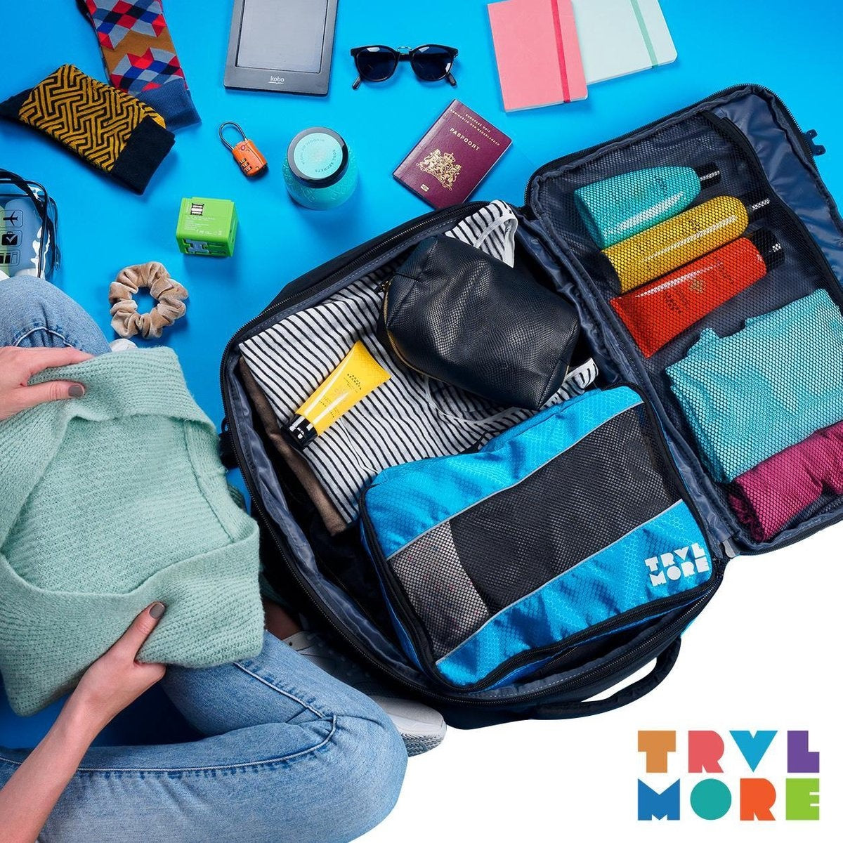 TRVLMORE Reistas - 40L - Rugzak - Handbagage Weekendtas - Backpack - Spatwaterdicht Zwart