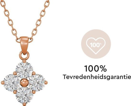Yolora Dames Ketting met Hanger - Kalpa Camaka Kristallen - Rosé kleurig - 18K Roségoud Verguld - Vrouwen Collier Rose Gold - Sieraden - Halsketting - Luxe Giftbox - Geschenkdoos - Cadeau doos - Exclusieve Geschenkverpakking - Mooie Cadeauverpakking
