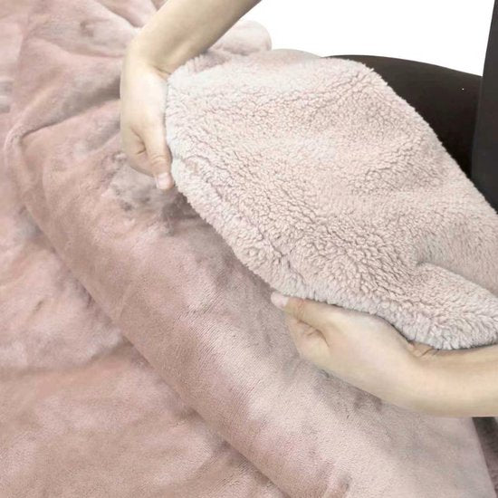 STAUS&BACH Elektrische deken 3XL - 2 persoons bovendeken - Dubbelzijdig Fleece Sherpa Warmtedeken - Champagne roze - 180x160 cm PowerNap
