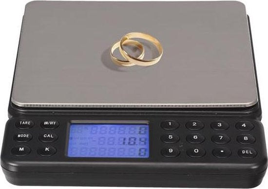 Perel Precisieweegschaal, digitaal, 0.1 g tot 2 kg, tarrafunctie, automatische uitschakeling, lcd-scherm met achtergrondverlichting