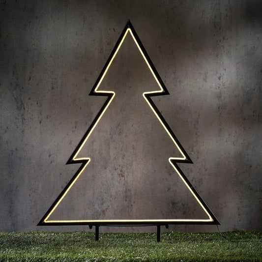 Luca Lighting Garden d'Light Kerstboom Tuinsteker - Kerstversiering Buiten met Warm Wit LED Licht - Kerst Decoratie met Timer en 8 Lichtstanden - Guirlande met Lampjes - L72 x H100 cm - Zwart