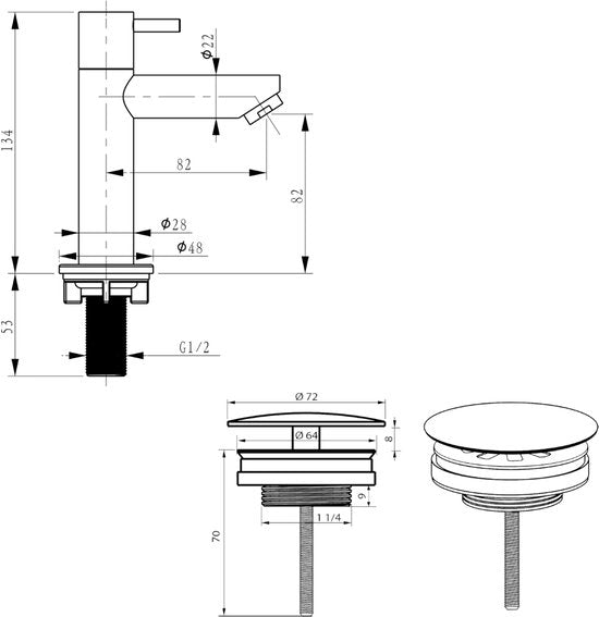 Differnz Helios Fonteinset – Wasbak Keramiek 37,5x18.5x9,5cm – Fonteinset Toilet met Fonteinkraan Rechts Mat Goud – Wastafel met Rechte Kraan en Standaard Greep – Voor Badkamer of WC