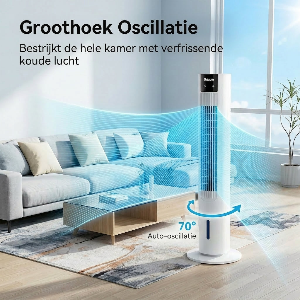 Totopia waterkoelende torenventilator - 70° oscillatie