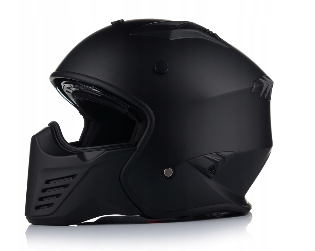 Vito Motorhelm Bruzano - Open Face Jethelm met Zonnevizier - Maat M (57-58 cm) - Mat Zwart