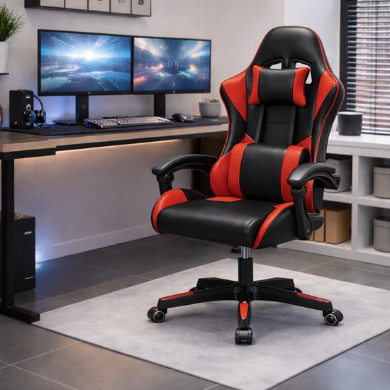 Bayt Gamestoel - Gaming chair - Gamingstoel - Comfort gamer stoel - Zwart en rood