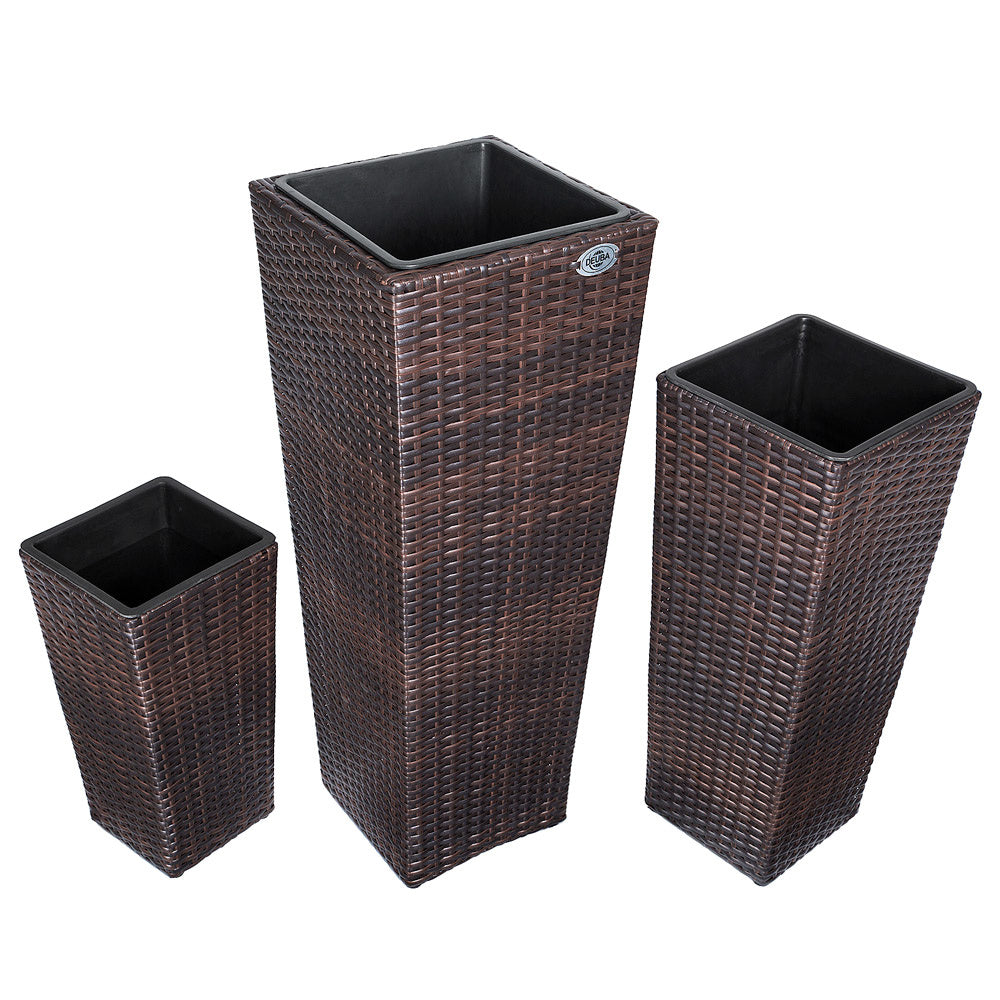 Casaria Bloempotten polyrotan set van 3 bruin