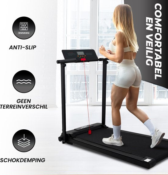 Fitby Loopband - Loopband inklapbaar - Walking Pad - Wandelband - 1-10km/u - LED scherm - Zwart