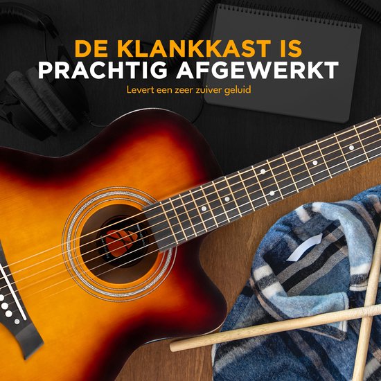 Finesse Akoestische Gitaar - met Videocursus - 4/4 40" - Western Gitaar - Gitaar Kind & Volwassenen - Sunburst