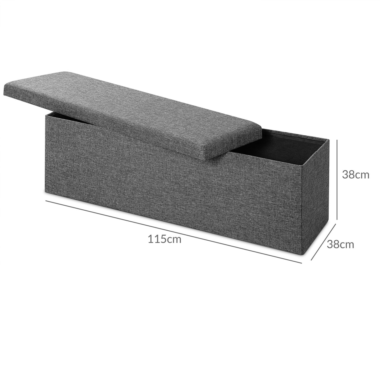 Casaria Zitbank met Opbergruimte - 115x40x40cm 131L – Donkergrijs