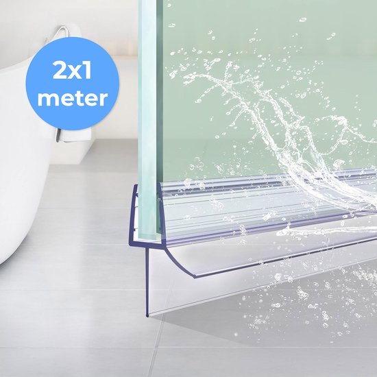 Douchedeur strip onderzijde - 2 strips - Gemakkelijk bevestigen - Waterstopper - Waterkering douche - 8 tot 12mm - Luft