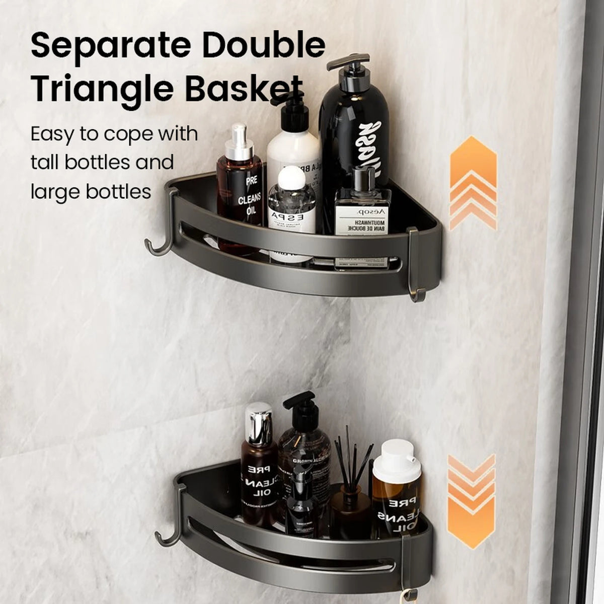 J.ZAO No Drill Bathroom Set - Towel Rack & Caddy - 3-Piece Set - Nail-free Glue Installation Three Piece Set