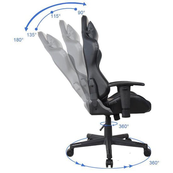 Gamestoel Thomas - bureaustoel racing gaming - ergonomisch - zwart