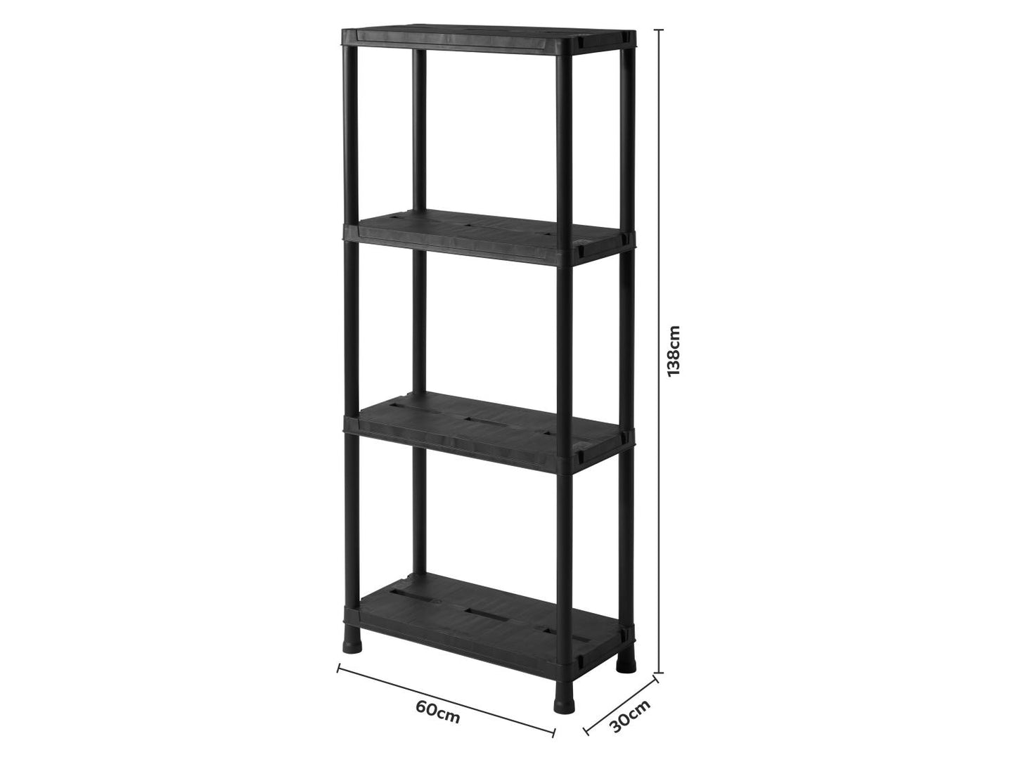 Livarno open kast - 60 x 138 x 30 cm - Zwart - 125 kg Draagvermogen