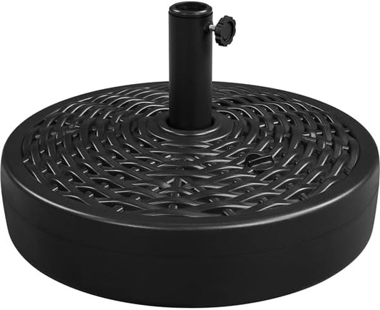 Yaheetech parasolvoet in rotanlook, vulbaar met water of zand – geschikt voor parasolstokken van Ø 38/48 mm – Ø 50 x 30 cm – zwart