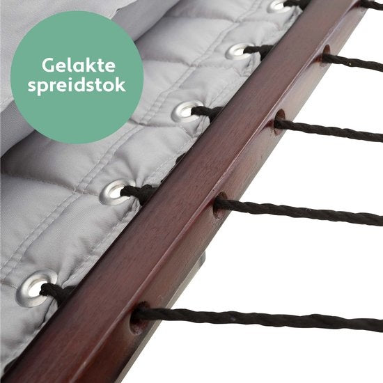 Vita5 Hangmat met Standaard en Spreidstok – 2 Persoons – incl. Bekerhouder - Afneembaar kussen – uv-bestendig – Lichtgrijs
