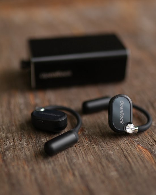 OpenRock - X Black - Draadloze Open-Ear Hoofdtelefoon - Oordopjes - Bluetooth - Lange batterij - Ruisonderdrukking - draadloos - TubeBass™ Technologie