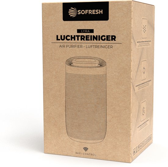 Sofresh luchtreiniger met app - 80 m² - Automatische stand + 6-in-1 filtersysteem - Luchtkwaliteitsindicator - Ionisator - UV - Luchtfilter - Air purifier met HEPA-filter