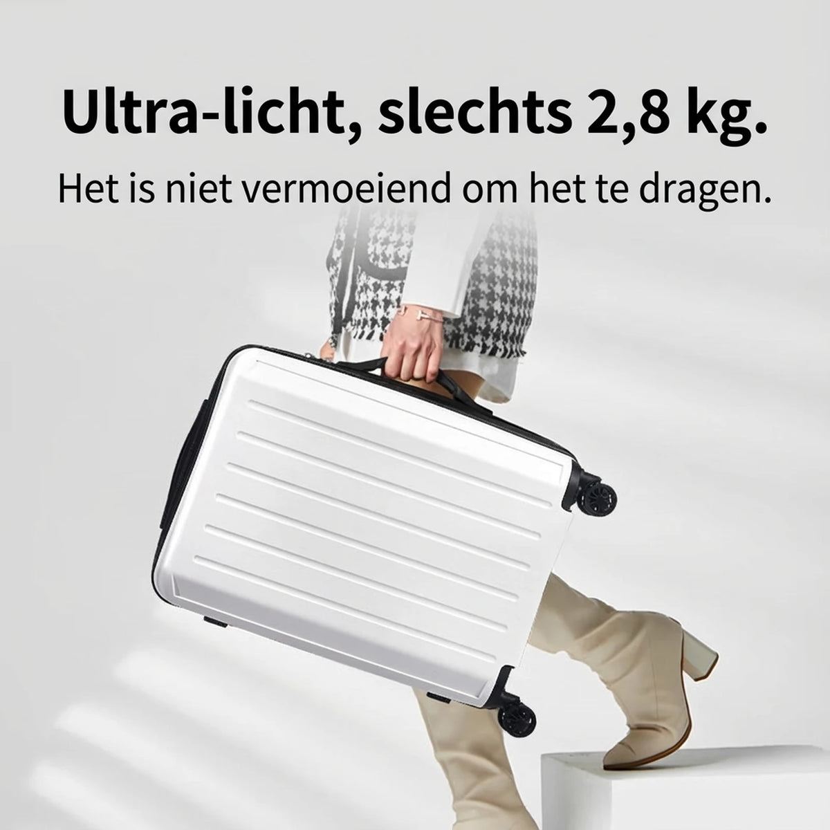 Ochama Kofferset 3-delig - 20, 24 en 28 inch - PP Hardshell - TPE Spinnerwielen - Cijferslot - Wit/Crème