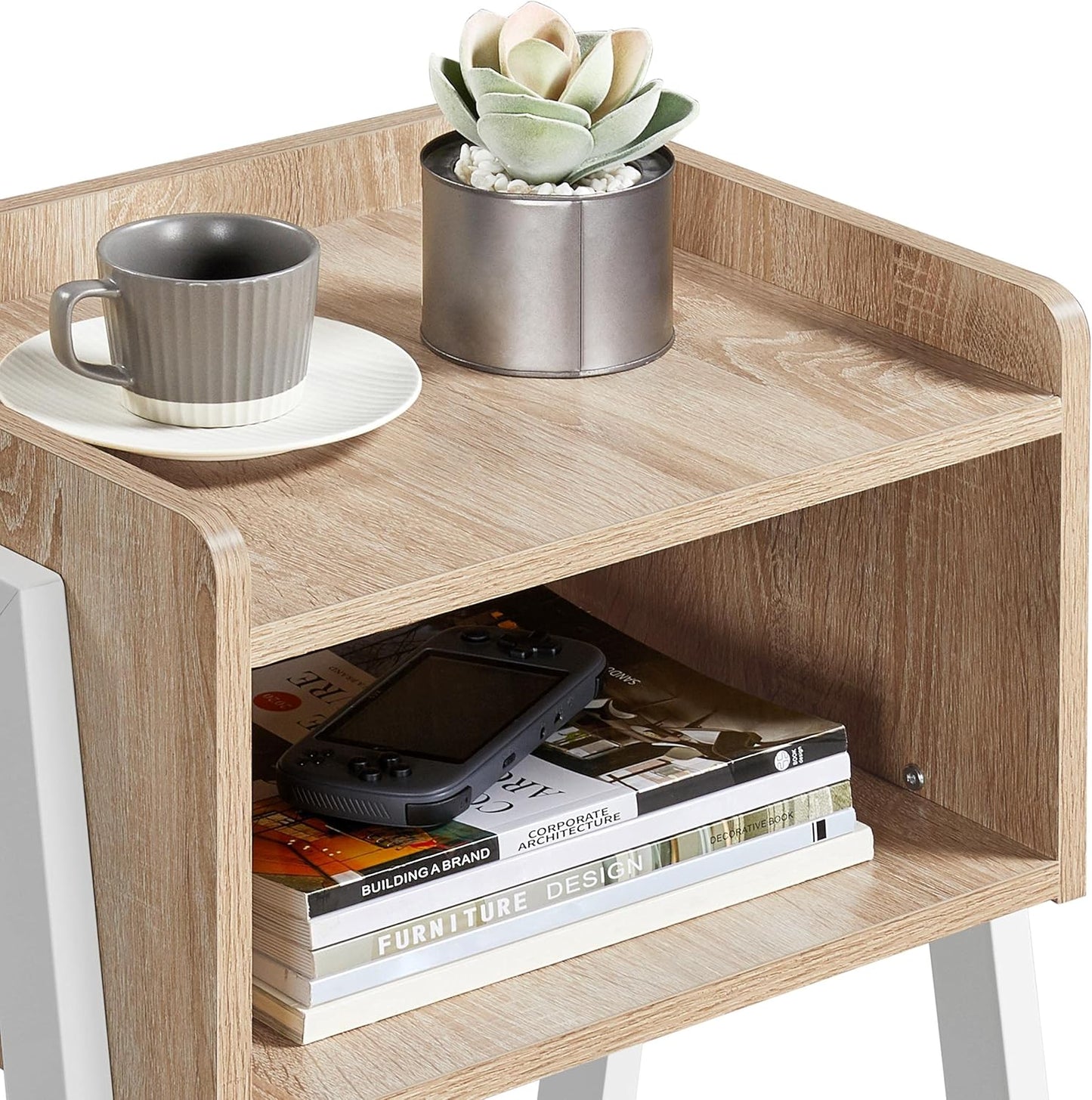 Yaheetech Industrieel Nachtkastje - Vintage Hout - Open Vak - 46 x 35 x 52,5 cm