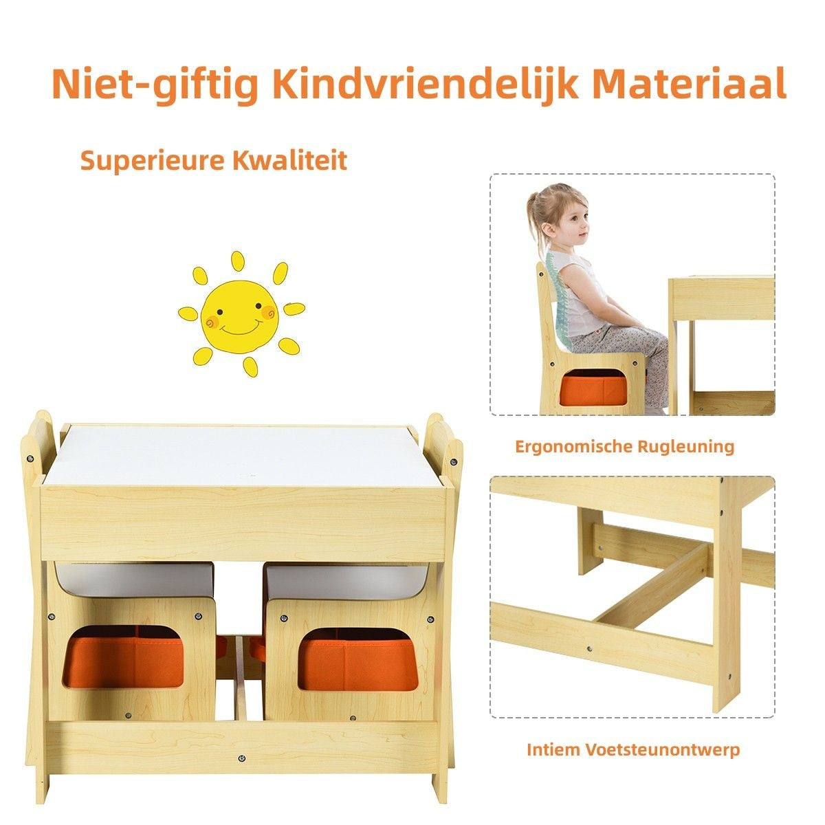 Coast Kindermeubelset 3 Delig - Tafel en 2 Stoelen - Multifunctioneel - Hout