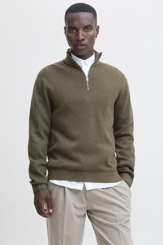 Jack & Jones Premium Gebreide Kwartrits Trui met Hoge Kraag - Ruime Fit - Maat XL