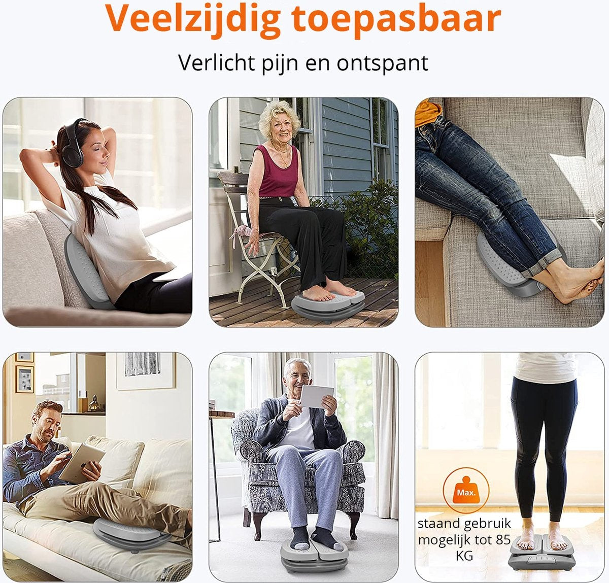 Lifeproducts Voetmassageapparaat – Verwarmend & Vibrerend – 36W – 42,3 x 33 x 11,5 cm – Grijs