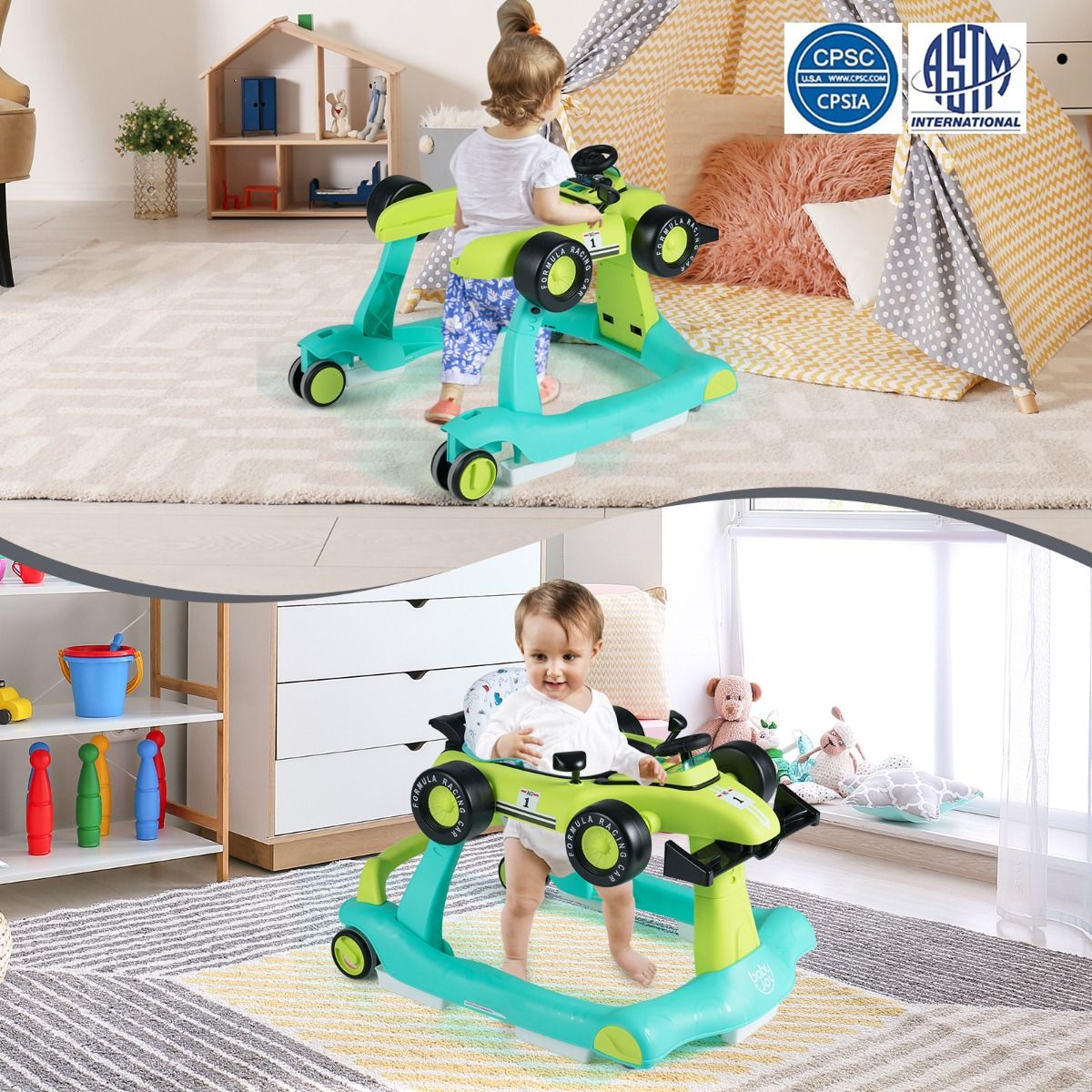 Coast 4-in-1 Babyloopwagen - verstelbare hoogte en snelheid - opvouwbaar - zwart