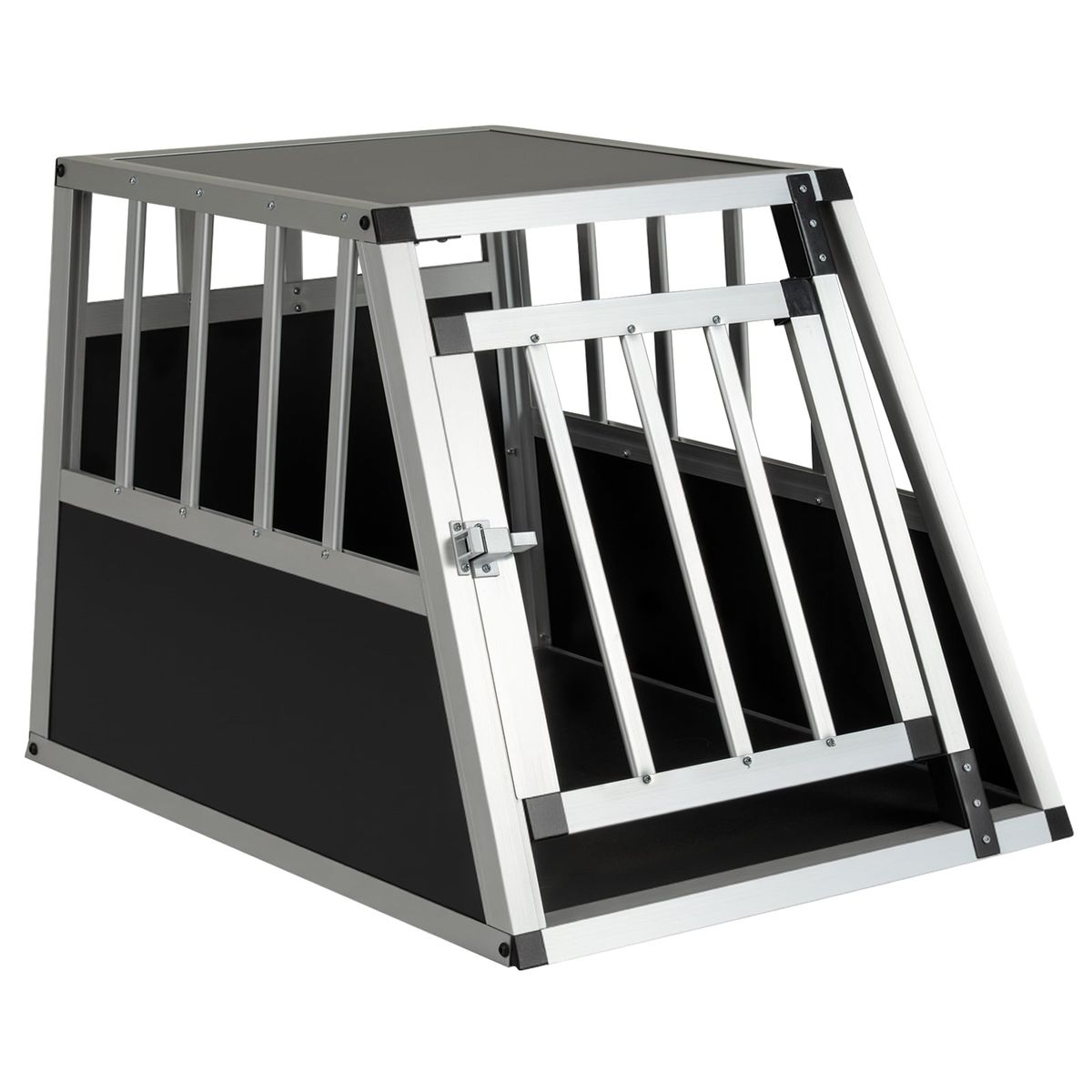 Coast Dierenvervoerbox - afsluitbare deur - uitneembare scheidingswand - aluminium - 69,5 x 54 x 50,5 cm - zilver en zwart