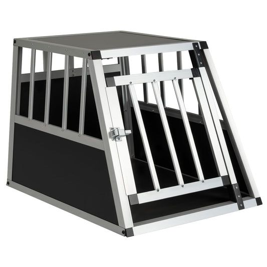 Coast Dierenvervoerbox - afsluitbare deur - uitneembare scheidingswand - aluminium - 69,5 x 54 x 50,5 cm - zilver en zwart