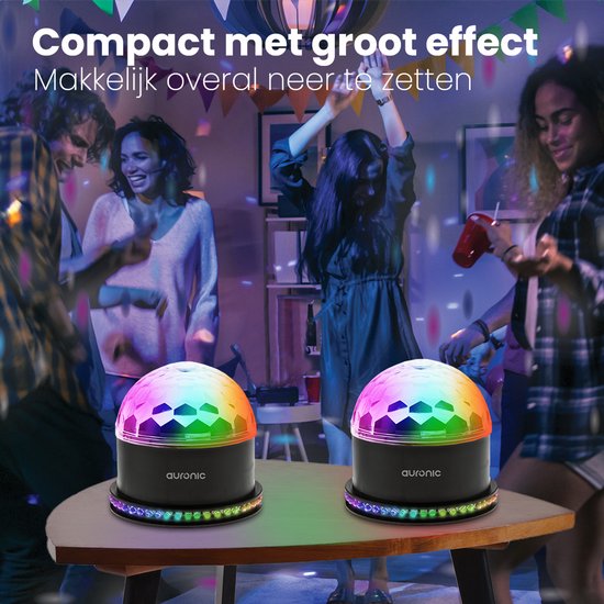 Auronic Roterende Discolamp - Duo Pack - Discobal - LED - Disco licht - Afstandsbediening en Muziekgestuurd - Kinderen/Volwassenen